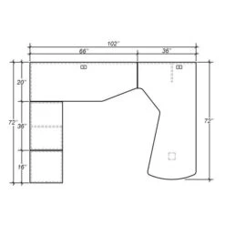 ZIRA ZL-7 - Computer U Shape Desk -Cheap Ugoburo Store zl 7 plan 1